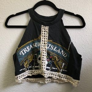 One of a kind treasure island halter crop top